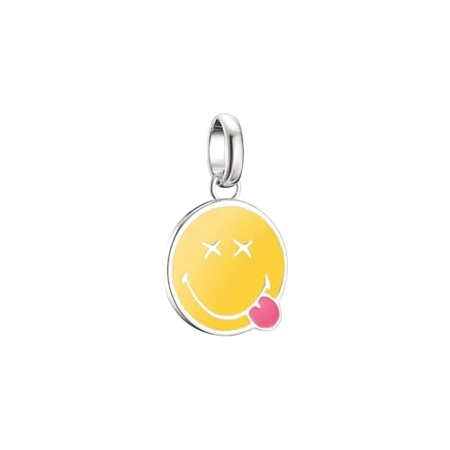 THOMAS SABO Charm Anhänger 925 Silber Kaltemail Cheeky Smileworld - Armbänder & Charm-Anhänger, stilvoller Charm aus 925er Silber mit einzigartigem Kaltemail-Design für einen fröhlichen Akzent.