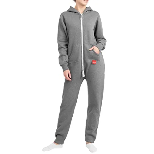 Basisstoff Jumpi Damen Jumpsuit Overall Onesie Dunkelgrau Gr. L - Jumpsuit für Damen aus weicher Baumwollmischung, ideal für den entspannten Freizeitlook mit zwei praktischen Eingriffstaschen.