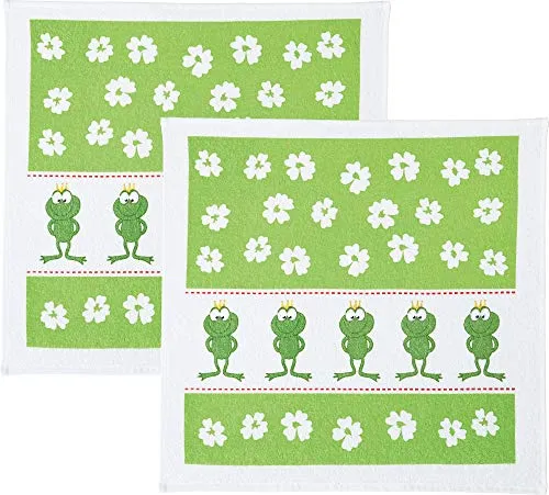 Kracht Frottier-Geschirrtuch 2er-Pack Baumwolle Frösche Größe 50x50 cm
