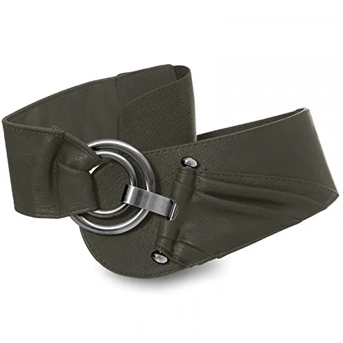 Caspar GU246 elastischer breiter Damen Stretch Taillengürtel mit Gummizug, Gürtelgröße:75/95 [für Körperumfang 75-95 cm], Farbe:dunkelgrau