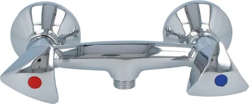 Zweigriff Brausebatterie Duscharmatur classic line - Messing verchromt - Duscharmatur aus hochwertigem Messing, mit geräuscharmen S-Anschlüssen und eleganten Trianon-Metallgriffen für eine stilvolle Badezimmergestaltung.