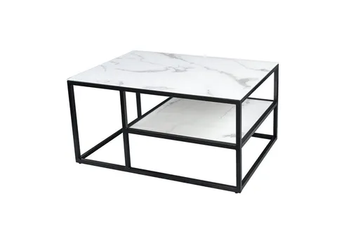 Riess-Ambiente Couchtisch BOUTIQUE 90cm - Weiß/Schwarz - Eleganter Couchtisch für das Wohnzimmer mit pflegeleichter Marmoroptik und stabilem Metallgestell, ideal für stilvolle Akzente in Ihrem Zuhause.