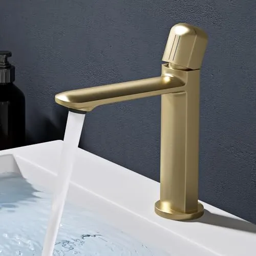 doporro Wasserhahn Bad - Modernes Design mit 131 mm Auslaufhöhe - Touch-On-Wasserhähne für Badezimmerwaschbecken, langlebig aus Vollkupfer mit keramischer Kartusche für tropffreien Komfort und benutzerfreundlicher Einhebel-Bedienung.