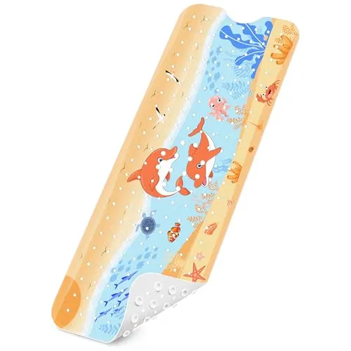 Badewannenmatten rutschfest Kinder，100% BPA frei,100x40cm，Antirutschmatte für Badewanne，Duschmatte,schimmelresistent & maschinenwaschbar,Badematte Kinder Badewanne