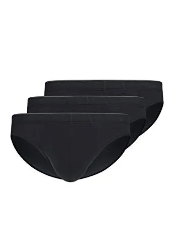 HUBER Slip Herren Brasil Slip 3er Pack - Schwarz L - Herrenunterhosen aus 96% Baumwolle für hohen Tragekomfort. Das elastische Design sorgt für eine figurbetonte Passform und Atmungsaktivität.