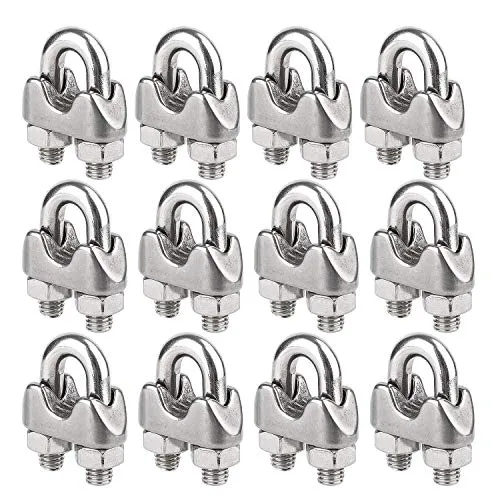 12Pcs Wire rope clamp M3, bow rope clamp stainless steel for steel cable/steel wire/steel cable diameter 3 mm