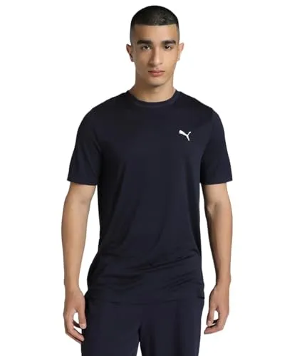 PUMA Unisex ESS Small Logo Poly Tee T-Shirts - New Navy, XL EU - Herren Laufshirts Kurzarm & Ärmellos, mit Q-Wic Plus Technologie für optimale Feuchtigkeitsregulierung und geruchsresistente Eigenschaften - ideal für sportliche Aktivitäten.