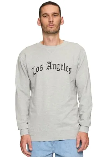 MisterTee Herren Los Angeles Wording Crewneck - Herren-Pullover mit 90% Baumwolle für hohen Tragekomfort und lässigen Casual-Stil. Ein Must-Have mit aussagekräftiger Frontprägung!