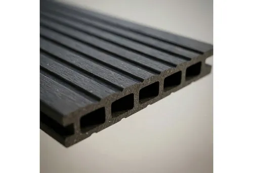 Woodstore24 Terrassendielen WPC Terrassenboden Komplettset mit Clipsystem, 20 mm Stärke, (Hohlkammer Diele geriffelt 240 cm Länge 145 mm Breite, Terrassenboden in Anthrazit Grau Braun für Balkon & Garten Outdoor), WPC Terrassendielen Komplettset mit Clipsystem