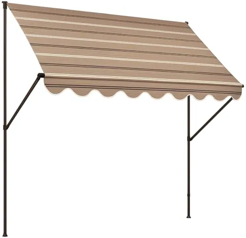 Angerer Klemmmarkise Beige mit Nadelstreifen - Markise & Terrassenüberdachung, zeitloses Design, stufenlos verstellbar und wasserabweisend, ideal für schattige Plätze ohne Bohren.