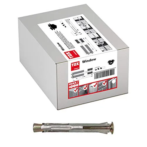 TOX 2710117 Metall-Rahmendübel Window 10/182 KT - 100 Stück - Dübel für sichere Befestigungen, ideal für Fensterrahmen und schwere Lasten, im praktischen VPE 100 für große Projekte.