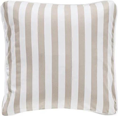 Erwin Müller Wende-Kuschelkissenbezug, Kissenhülle Single-Jersey Streifen Taupe-weiß Größe 40x40 cm - mit Paspel, temperaturausgleichend, formstabil, pflegeleicht, mit Reißverschluss