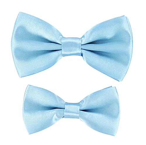 axy Vater-Sohn Partnerlook Fliege Schleife, bereits gebunden, in verschiedenen Farben Fliegen für Herren Kinder Jungen, Ideal für festival fotoshooting hochzeit FLIP1 (Hellblau)