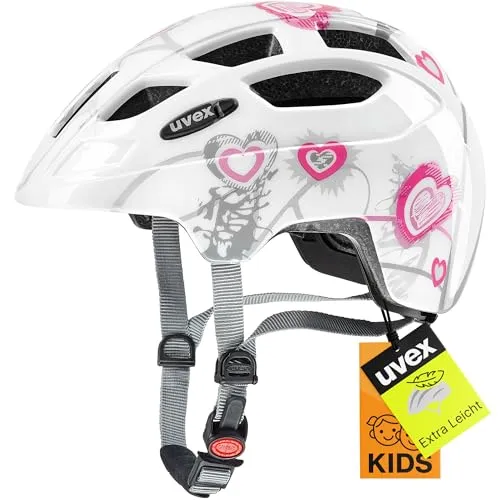 Uvex Finale Junior Kinder-Fahrradhelm – Leicht und Schützend – Verstellbar – Heart White Pink – 51-55 cm