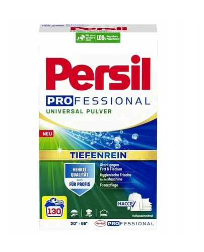 Persil Universal Pulver Tiefenrein Waschmittel (130 Waschladungen) - Waschmittel für hygienische Frische und kraftvolle Fleckentfernung – effektiv von 20 °C bis 95 °C, sorgt für strahlend reine Wäsche und schont die Umwelt mit recycelbarer Verpackung.