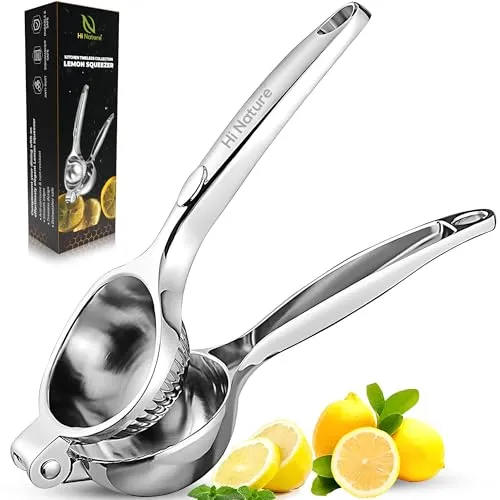 HI NATURE™ manuelle Zitronenpresse | zitronenpresse manuell klein, rostfrei & spülmaschinenfest | Zitronenpresse Profi für die Küche | leicht zu reinigen | Handpresse für Zitrusfrüchte (Silber)