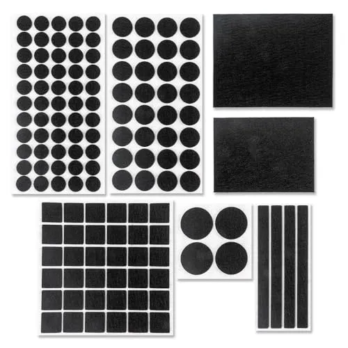 Ideen mit Herz | Filzgleiter Mix | 133 Stück in 7 verschiedenen Formen und Größen | 4 mm stark | selbstklebend | schwarz | Bodenschutz für Möbel, Tische, Stühle | Möbelgleiter aus Filz