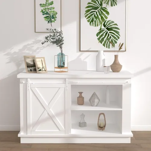 vidaXL Mini Schiebetürbeschlag Set 122 cm für Schranktüren - Türrahmen, aus robustem Kohlenstoffstahl für sanftes und leises Öffnen von Schiebetüren, ideal für stilvolle und funktionale Möbelgestaltungen.