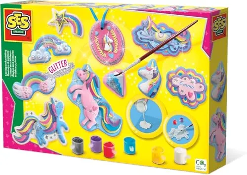 SES Creative 01359 Gips Gießen Einhörner Bastelset für Kinder, Bunt