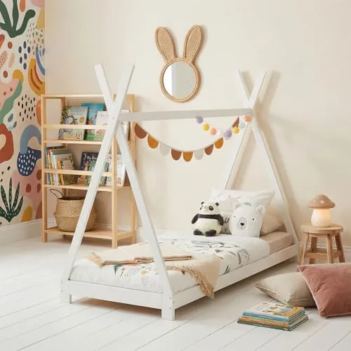 IDIMEX Kinderbett ELIN - Tipibett mit Dach aus Kiefer - Betten für Kinder, robustes Tipibett aus massivem Kiefernholz, ideal für kreative Spielräume und gemütliche Nächte.
