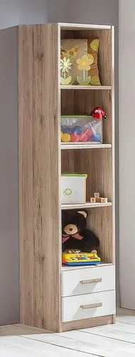 Wimex Standregal Bergamo, 4 Fächer und 2 Schubladen - Standregal in San Remo Eiche NB mit alpinweißen Absetzungen, bietet zusätzlichen Stauraum und eine moderne Optik für jedes Zimmer.