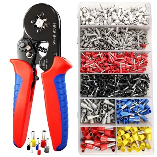 ZZXLOPEZ Crimpzange Set, Aderendhülsenzange mit 1800 Aderendhülsen Set, Aderendhülsenzange Selbsteinstellend [0,25–10mm²], Krimpzange, Crimpzangen, Crimp Zange, Presszange, Kabelhülsen Tool Kit
