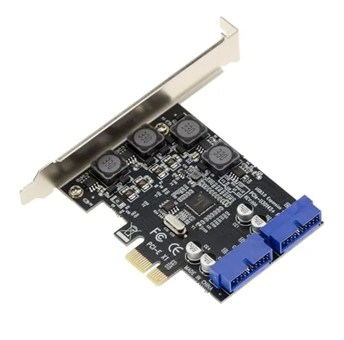 KALEA-INFORMATIQUE PCI Express PCIe-auf-USB 3.0-Controller-Karte mit 2 internen USB3-Ports, 19 Punkten, 5G und NEC-Chipsatz. Low- und High-Profile-Winkel im Lieferumfang enthalten.
