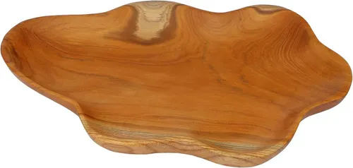 Wogeka Dekoschale 30 cm Knabberei Holzschale Teakholz Deko Handarbeit Bali