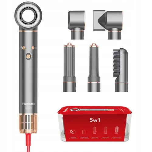 Haartrockner 5-in-1 WEBBER HD4 1300W mit Ionisation und 5 regelbaren Aufsätzen