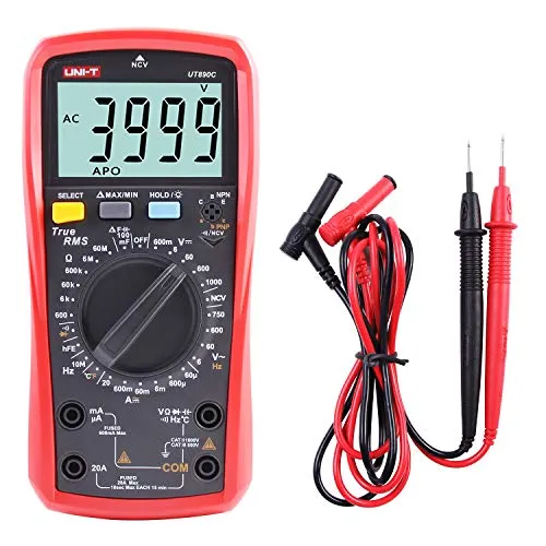 UNI-T UT890C Professionelles Digitalmultimeter Tester Voltmeter Amperemeter Ohmmeter RMS 6000-Konten Polymeter-Kapazitätstest und Temperaturmessung mit beleuchtetem LCD