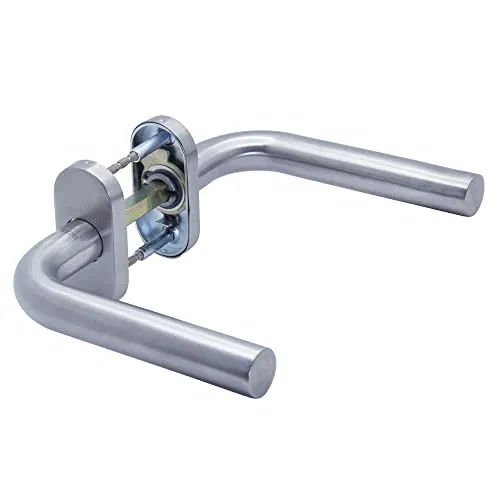 APECS Türgriffe Oval Rosette edelstahl für Haustür und Innentüren Drückergarnitur L-Modell H-0901