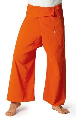 Panasiam Thai Fisherman Hose Orange XL - Bequeme Thai Fischerhose aus 100% Baumwolle in Orange, ideal für Yoga und Freizeit. Flexibel durch Wickeltechnik, passt von S bis XL. Fair produziert und angenehm zu tragen.