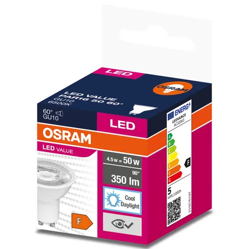 LED-Lampe VALUE 50 GU10 4.5W 350lm 6500K 865 (60 Grad) 4058075599239