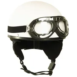 Mil-Tec Retro Helm Halbschale mit Brille, Weiß