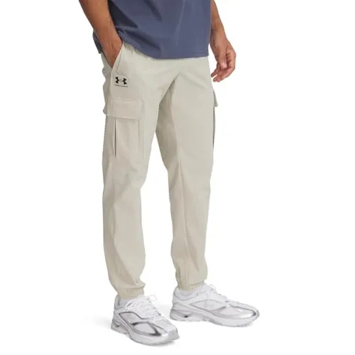 Under Armour Vibe Woven Cargo Pants - khaki base black L - Modische Hosen für Männer, atmungsaktiv und wasserabweisend dank UA Storm-Technologie, ideal für Sport und Freizeit.