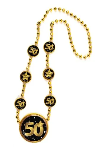 Tiwoca Geschenk zum 50. Geburtstag – schwarz-goldene Halskette in edler Optik Zahl 50 – Stilvolle Geburtstagsdeko und elegante Geschenkideen für Junge und Mädchen