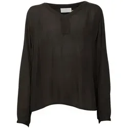 KAFFE Langarmbluse KA Amber (1-tlg) Drapiert/gerafft schwarz 44