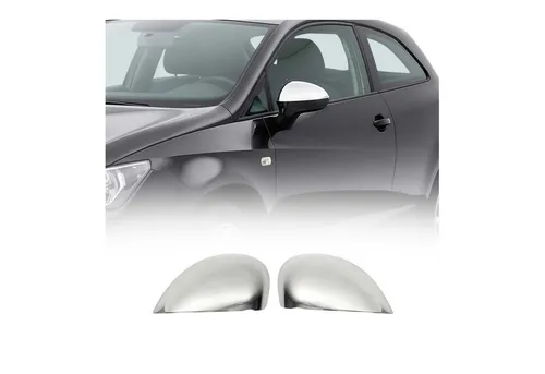 OMAC Zierleisten-Aufkleber Spiegelkappen für Seat Leon 1P1 2005-2012 Edelstahl Silber 2tlg - Hochwertige Edelstahl-Autozubehörteile, die Ihrem Fahrzeug Stil verleihen und Originalteile vor Kratzern schützen. Einfache Installation ohne Bohren, ideal für eine maßgeschneiderte Passform.