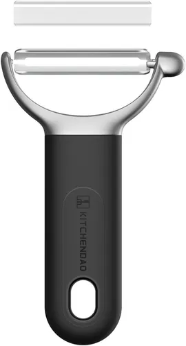 Schäler Schwenkbar Edelstahl Schwarz Soft-Touch-Griff mit Augenentferner 420J2