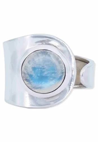 Ring 925 Silber Mondstein weißer Stein schimmer Edelstein echt Silber Damen Sterling Silber Geschenk (MRV-062-04)
