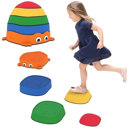AIYAPLAY Balanciersteine für Kinder - 5 Stück Rutschfeste Trittsteine - Balance Boards: Fördert Kreativität und Motorik durch sicheres Spielen und Balancieren für Kinder von 2-8 Jahren, ideal für drinnen und draußen.