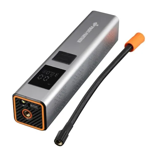 PROFI-PARTNER Akku Luftpumpe 150 PSI, Elektrischer Mini Kompressor für Auto, Motorrad & Fahrrad, Tragbare Reifenpumpe mit Digital Manometer und USB-C