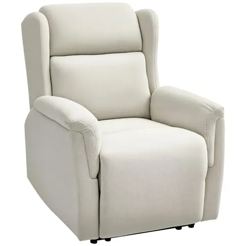 HOMCOM Relaxsessel, Fernsehsessel mit Liegefunktion, TV-Sessel mit Taschenfederkern, Gepolstert Liegesessel, Ruhesessel bis 150 kg belastbar für Wohnzimmer, Schlafzimmer, Beige