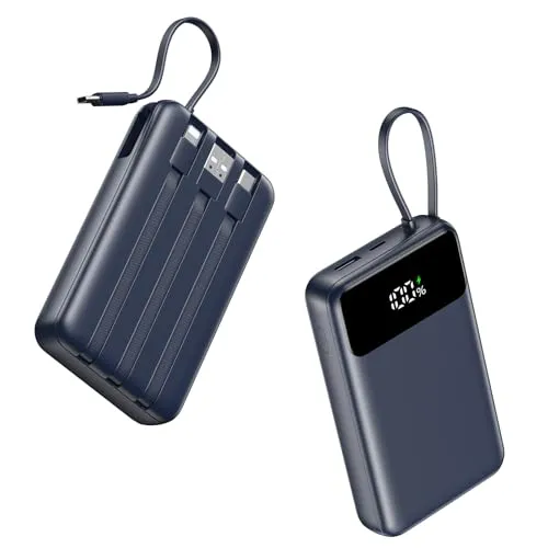 ADDTOP 20000mAh Power Bank mit 4 integrierten Kabeln