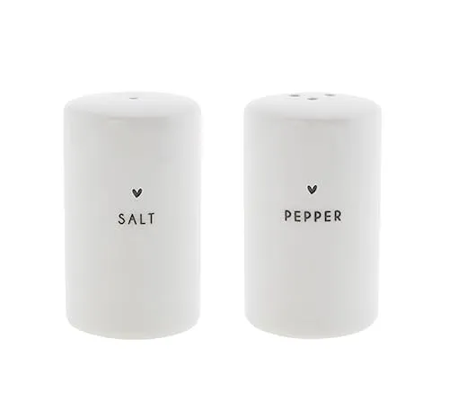 Salz- und Pfefferstreuer Set 2tlg. weiß mit schwarzem Herz Bastion Collections