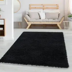 Carpetsale24 Shaggy Hochflor Teppich 240 x 340 cm Schwarz - Teppich für Wohnzimmer, Schlafzimmer und Küche – Angenehm weich mit 30 mm Florhöhe aus Polypropylen, pflegeleicht und in 22 Farben erhältlich.