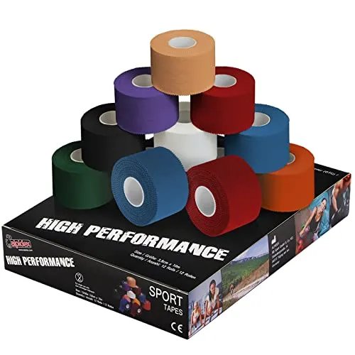 ALPIDEX Sport Tape Set 12 Rollen 3,8 cm x 10 m - Vielseitiges Sport Tape Set zur Stabilisierung von Gelenken und Bändern. Hautfreundlich, wasserfest und einfach zu handhaben – ideal für alle Sportarten.