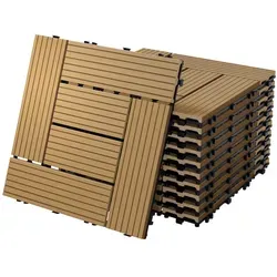 ECD Germany 33er Set WPC Terrassenfliesen 30x30cm - Fliesen für Balkon und Terrasse, rutschfest und witterungsbeständig mit einfachem Klicksystem für müheloses Verlegen und individuelle Anpassung.