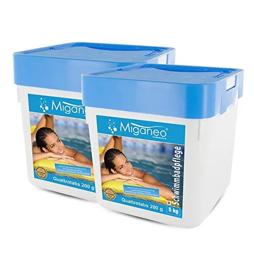 Miganeo Quattrotabs 200 g | 2 x 5 kg | Langsam lösliche Tabletten für sauberes Poolwasser
