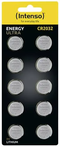 Intenso Energy Ultra Lithium Knopfzelle CR2032 10er Blister - 3 V Lithium-Technologie, höchste Performance und Langlebigkeit für Alltag und Technik